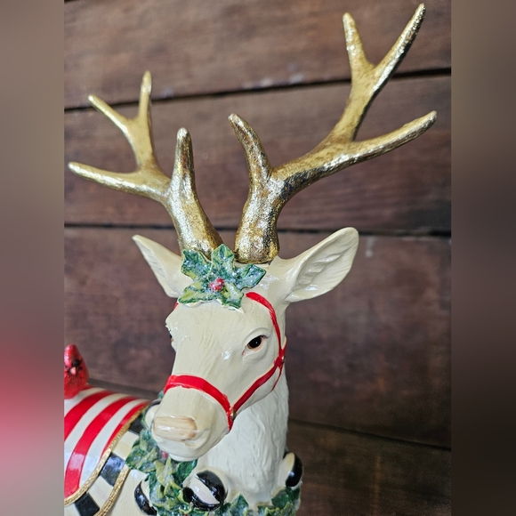 Mackenzie Childs White Jolly Deer Standing - Picture 5 of 11